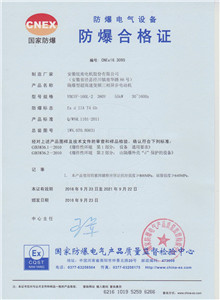 Ex d IIAT4 Gb Explosion-proof certificate for dangerous plant