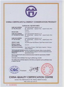 Super high efficiency IE3 certificate