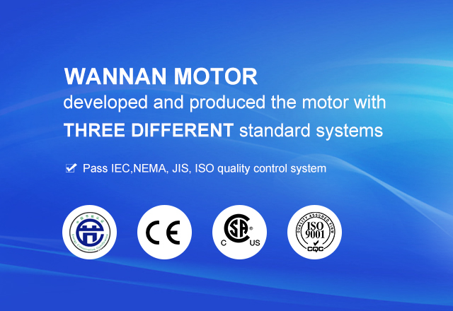 Wannan motor developed and produced the motor with three different standard systems.